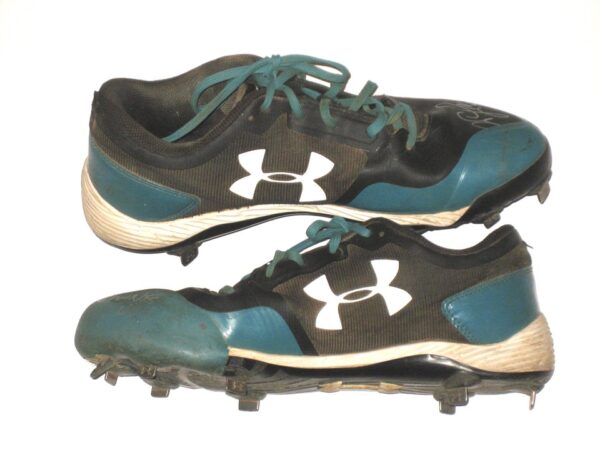 Will Latcham Coastal Carolina Chanticleers Game Used & Signed Black & Blue Under Armour Cleats