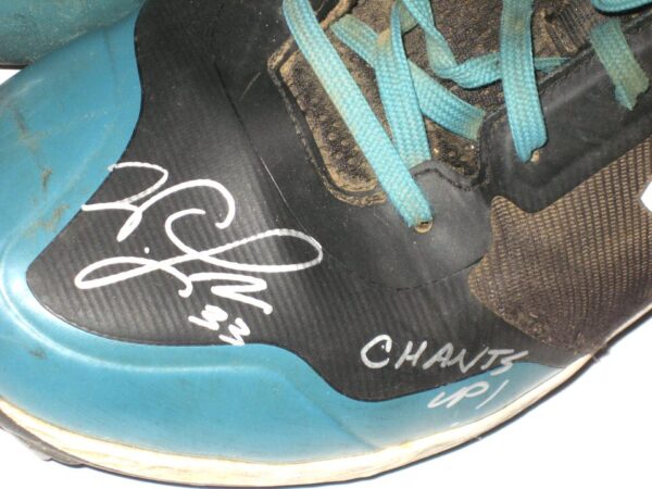 Will Latcham Coastal Carolina Chanticleers Game Used & Signed Black & Blue Under Armour Cleats