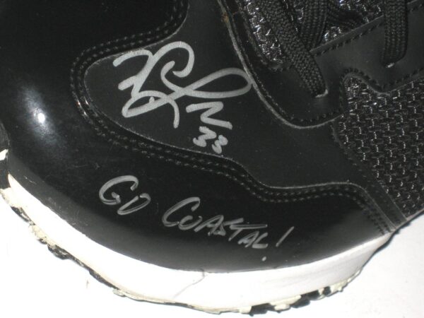 Will Latcham Coastal Carolina Chanticleers Training Worn & Signed Black & White Under Armour Shoes