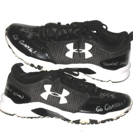 Will Latcham Coastal Carolina Chanticleers Training Worn & Signed Black & White Under Armour Shoes