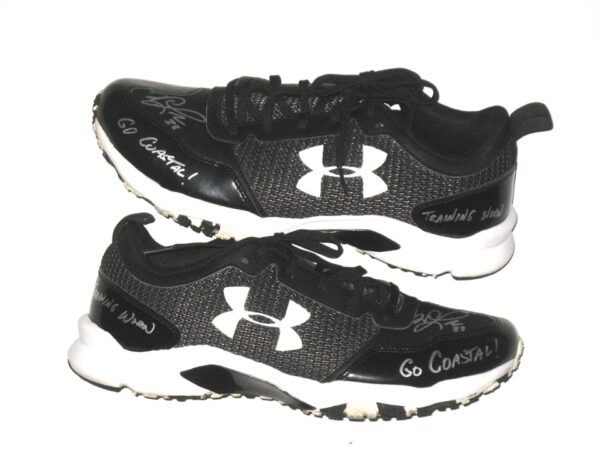 Will Latcham Coastal Carolina Chanticleers Training Worn & Signed Black & White Under Armour Shoes