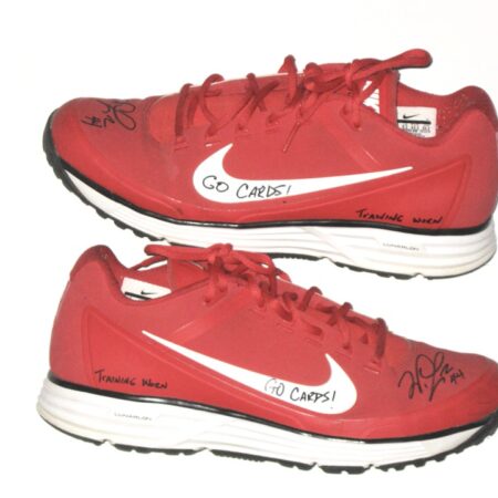 Will Latcham Springfield Cardinals Training Worn & Signed Red & White Nike Shoes