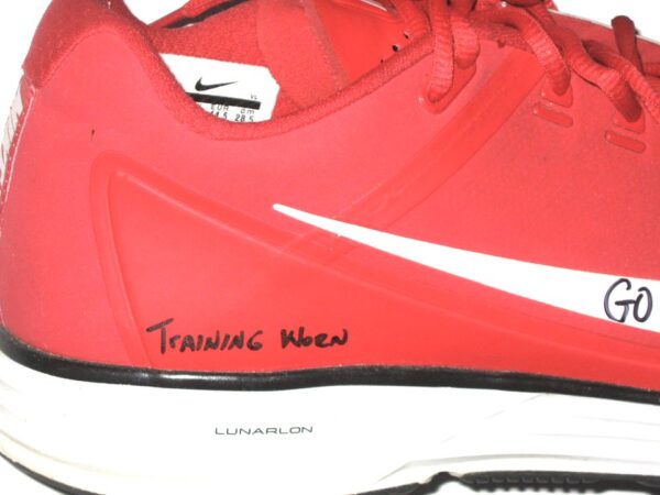 Will Latcham Springfield Cardinals Training Worn & Signed Red & White Nike Shoes