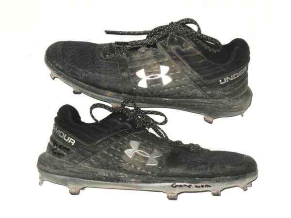 Andrew Moritz 2021 Rome Braves Game Worn & Signed Black & Silver Under Armour Baseball Cleats