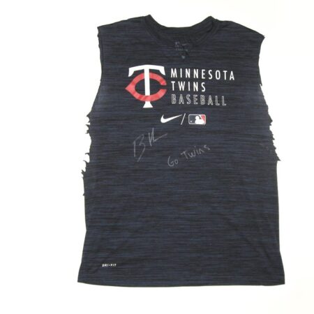 Bradley Hanner 2021 Practice Worn & Signed Minnesota Twins Baseball Nike Dri-Fit XL Shirt