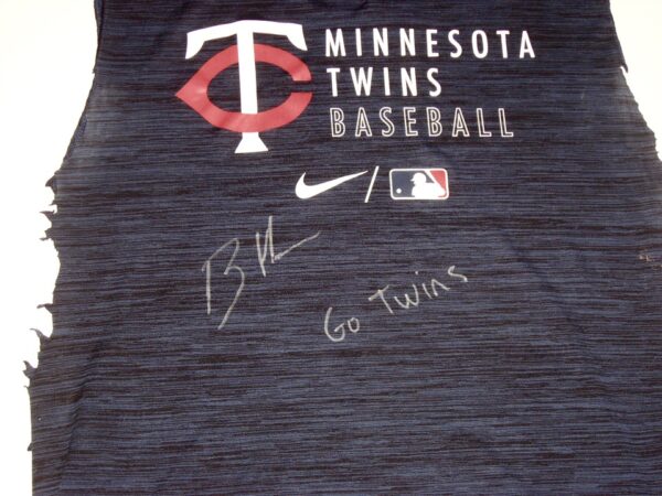 Bradley Hanner 2021 Practice Worn & Signed Minnesota Twins Baseball Nike Dri-Fit XL Shirt