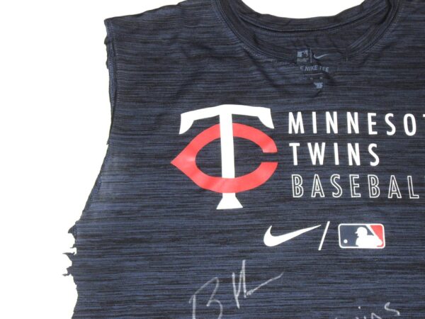 Bradley Hanner 2021 Practice Worn & Signed Minnesota Twins Baseball Nike Dri-Fit XL Shirt