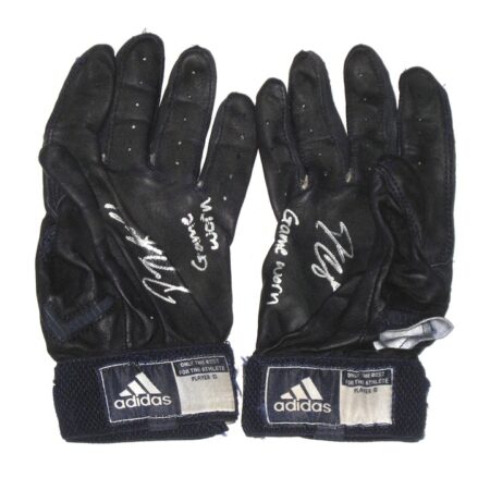 Drew Campbell 2021 Rome Braves Game Worn & Signed Blue & Black Adidas Adizero Batting Gloves