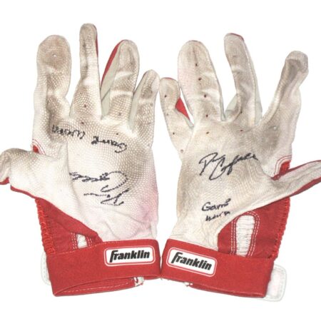 Drew Campbell 2021 Rome Braves Game Worn & Signed Red & White Franklin Batting Gloves