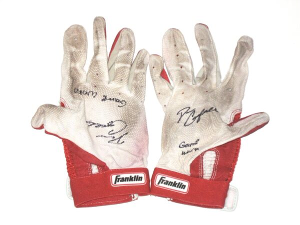 Drew Campbell 2021 Rome Braves Game Worn & Signed Red & White Franklin Batting Gloves