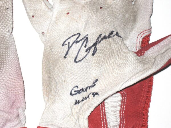 Drew Campbell 2021 Rome Braves Game Worn & Signed Red & White Franklin Batting Gloves