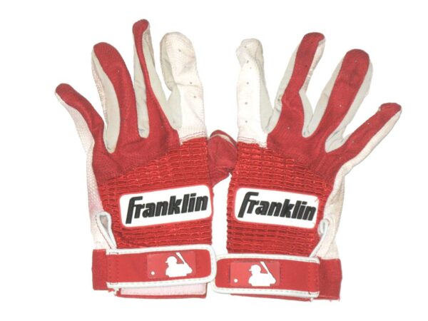 Drew Campbell 2021 Rome Braves Game Worn & Signed Red & White Franklin Batting Gloves