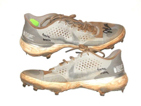 Drew Lugbauer 2021 Mississippi Braves Game Used & Signed Nike Alpha Huarache Cleats