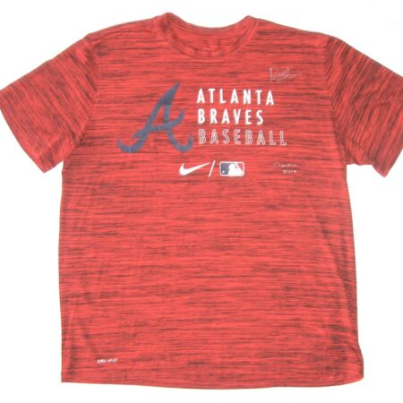 Drew Lugbauer Practice Worn & Signed Official Atlanta Braves Baseball Nike Dri-Fit Shirt