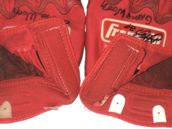 Shean Michel 2021 Rome Braves Game Worn & Signed Red Franklin Batting Gloves