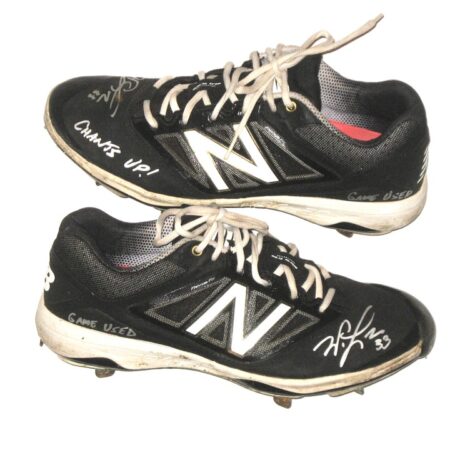 Will Latcham Coastal Carolina Chanticleers Game Used & Signed Black & White New Balance Baseball Cleats