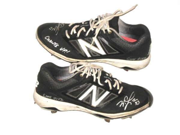 Will Latcham Coastal Carolina Chanticleers Game Used & Signed Black & White New Balance Baseball Cleats