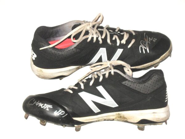 Will Latcham Coastal Carolina Chanticleers Game Used & Signed Black & White New Balance Baseball Cleats