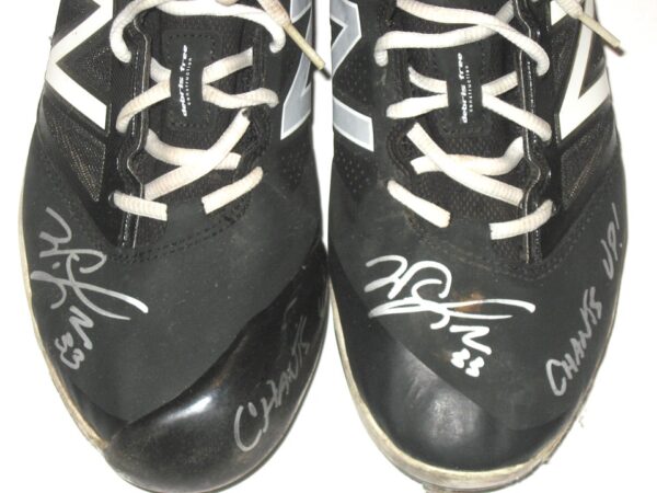 Will Latcham Coastal Carolina Chanticleers Game Used & Signed Black & White New Balance Baseball Cleats