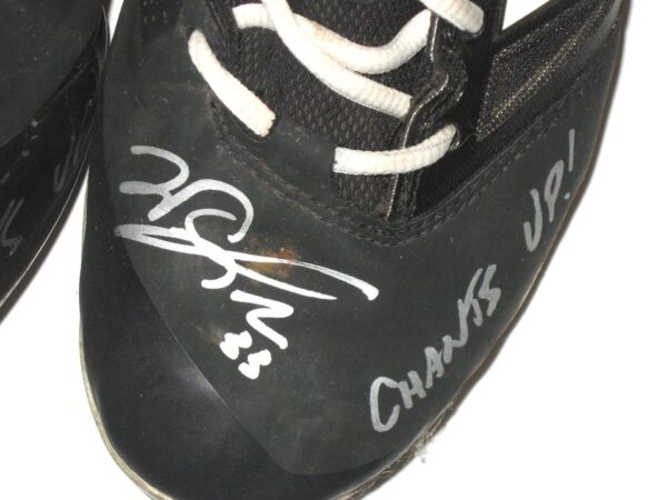 Will Latcham Coastal Carolina Chanticleers Game Used & Signed Black & White New Balance Baseball Cleats