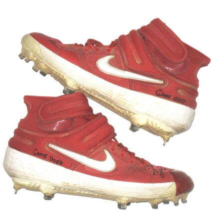 Will Latcham Springfield Cardinals Game Worn & Signed Red & White Nike Baseball Cleats