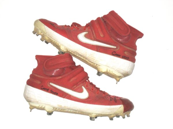 Will Latcham Springfield Cardinals Game Worn & Signed Red & White Nike Baseball Cleats