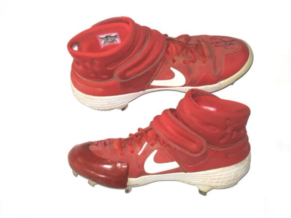 Will Latcham Springfield Cardinals Game Worn & Signed Red & White Nike Baseball Cleats