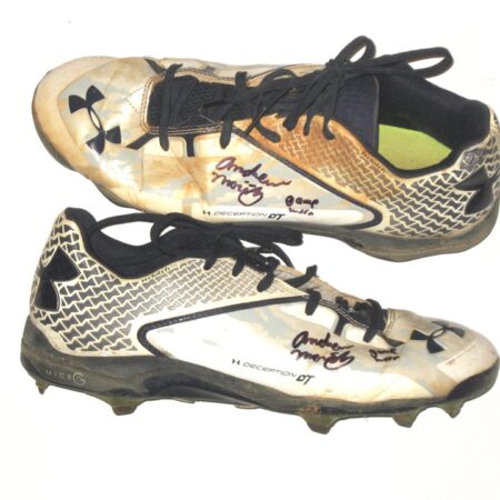 Andrew Moritz 2021 Rome Braves Game Used & Signed Under Armour Deception Diamond Tips Baseball Cleats