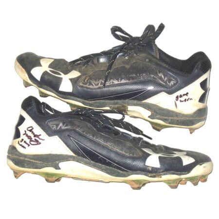 Andrew Moritz 2021 Rome Braves Game Worn & Signed Blue & White Under Armour Baseball Cleats