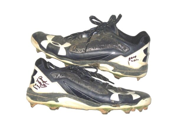 Andrew Moritz 2021 Rome Braves Game Worn & Signed Blue & White Under Armour Baseball Cleats