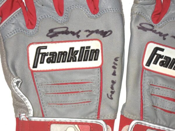 Andrew Moritz 2021 Rome Braves Game Worn & Signed Gray & Red Franklin Batting Gloves