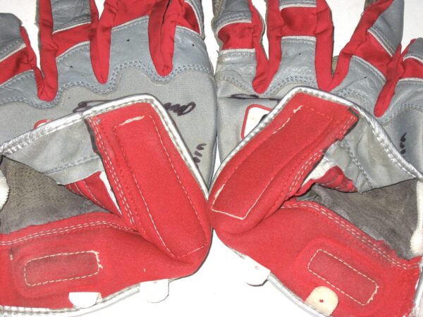 Andrew Moritz 2021 Rome Braves Game Worn & Signed Gray & Red Franklin Batting Gloves