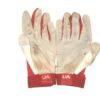 Andrew Moritz 2021 Rome Braves Game Worn & Signed White, Red & Grey Under Armour Clean Up Batting Gloves