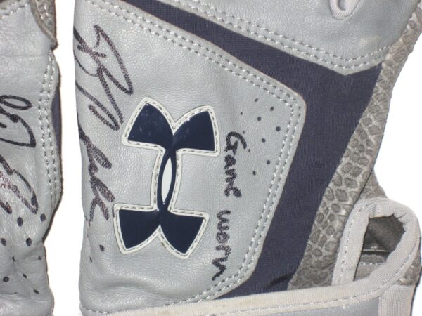 Drew Campbell 2021 Rome Braves Game Worn & Signed Grey & Blue Under Armour Batting Gloves