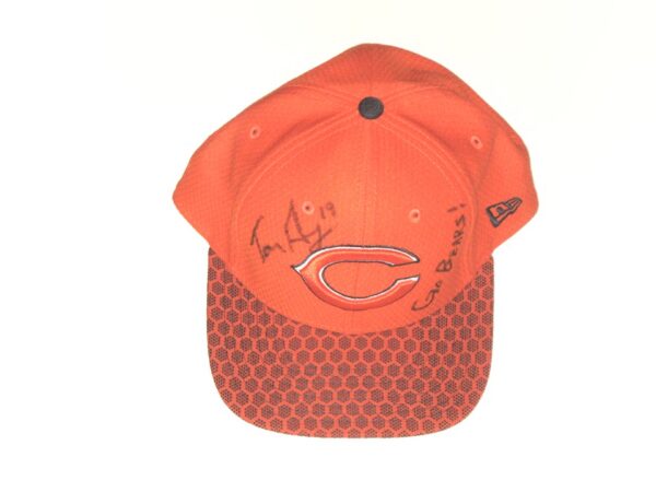 Tanner Gentry Player Issued & Signed Official Orange Chicago Bears #19 New Era 9FIFTY Snapback Adjustable Hat