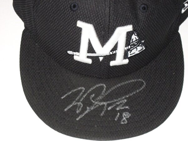 Will Latcham 2021 Team Issued & Signed Official Black Mississippi Braves New Era 59FIFTY Fitted Hat - Worn for Batting Practice!