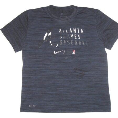 Andrew Moritz 2021 Game Worn & Signed Official Blue Atlanta Braves Baseball Nike Dri-Fit Shirt1
