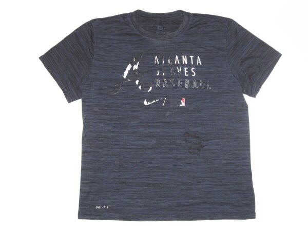 Andrew Moritz 2021 Game Worn & Signed Official Blue Atlanta Braves Baseball Nike Dri-Fit Shirt1