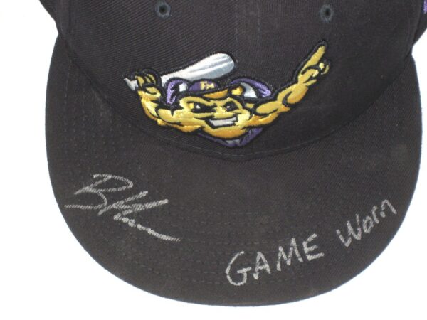 Bradley Hanner Game Worn & Signed Black Fort Myers Mighty Mussels Authentic Collection On-Field New Era 59FIFTY Fitted Hat