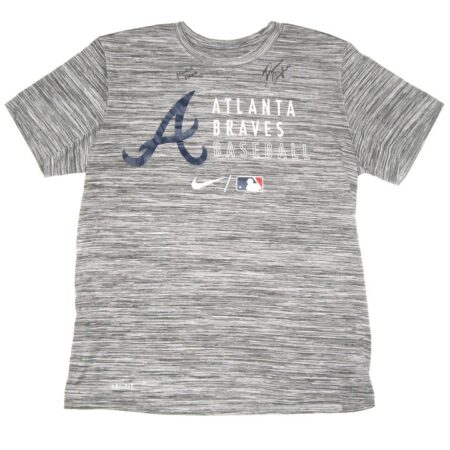 Drew Campbell 2021 Practice Worn & Signed Gray Atlanta Braves Baseball Nike Dri-Fit Large Shirt