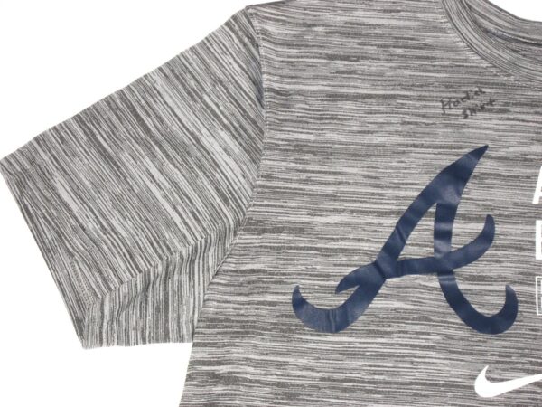 Drew Campbell 2021 Practice Worn & Signed Gray Atlanta Braves Baseball Nike Dri-Fit Large Shirt