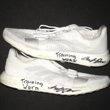 Indigo Diaz 2021 Mississippi Braves Training Worn & Signed White & Grey Adidas Senseboost Go Shoes