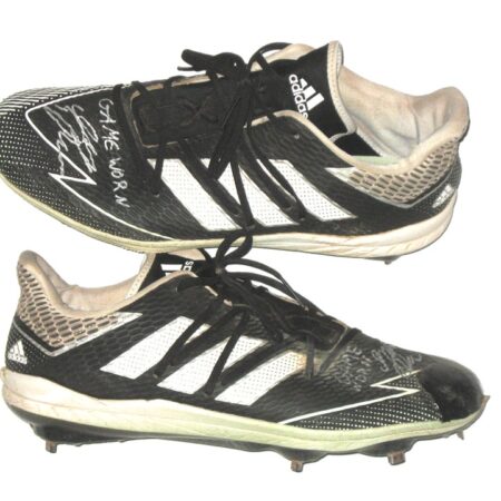 Indigo Diaz 2021 Rome Braves Game Worn & Signed Black & White Adidas Adizero Cleats