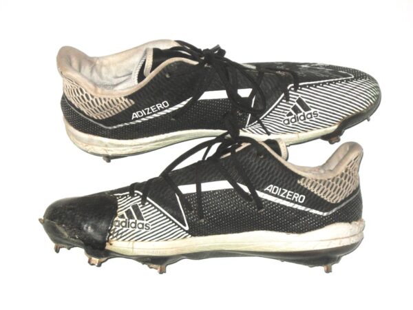 Indigo Diaz 2021 Rome Braves Game Worn & Signed Black & White Adidas Adizero Cleats