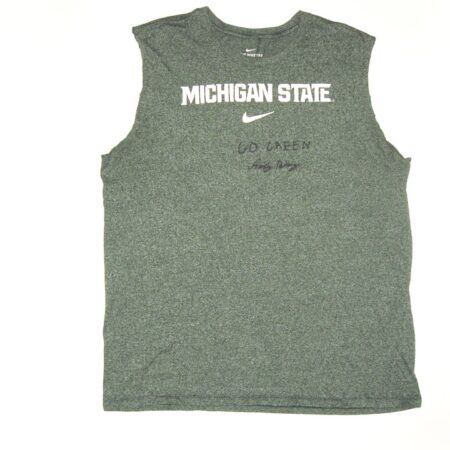 Indigo Diaz Practice Worn & Signed Official Michigan State Spartans GO GREEN Nike XXL Shirt