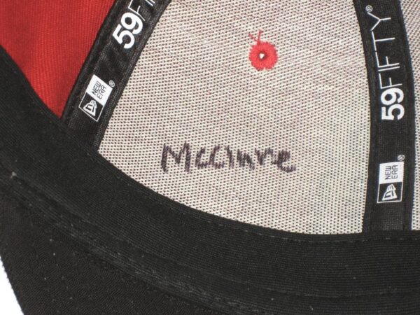 Kade McClure 2021 Game Worn & Signed Red & Black Birmingham Barons Alternate New Era 59FIFTY Hat