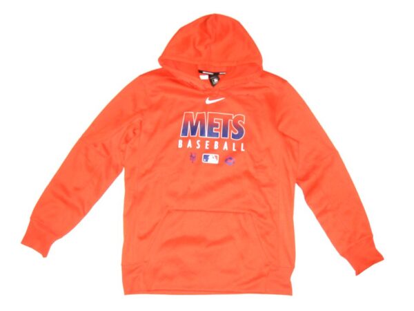 Max Moroff Player Issued Official Orange New York Mets #23 Nike Baseball Dri-Fit Pullover Hoodie