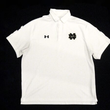 Scott Daly Player Issued Official White Notre Dame Fighting Irish #61 Under Armour HeatGear Polo Shirt