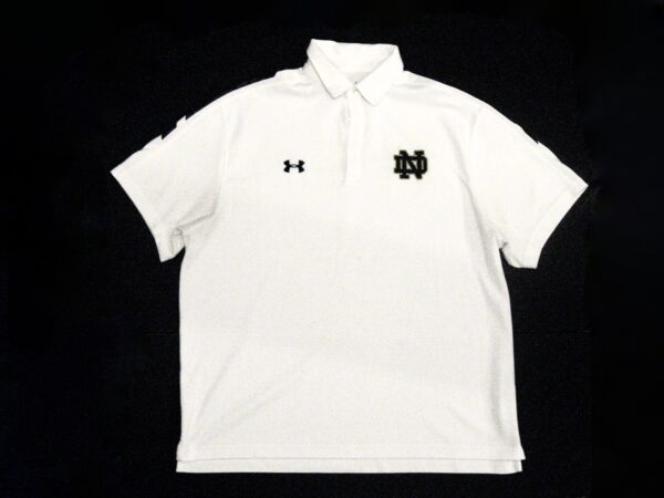 Scott Daly Player Issued Official White Notre Dame Fighting Irish #61 Under Armour HeatGear Polo Shirt