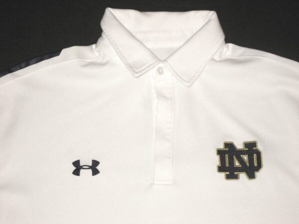 Scott Daly Player Issued Official White Notre Dame Fighting Irish #61 Under Armour HeatGear Polo Shirt